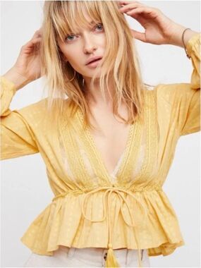 Free People Blouse Top Long sleeve